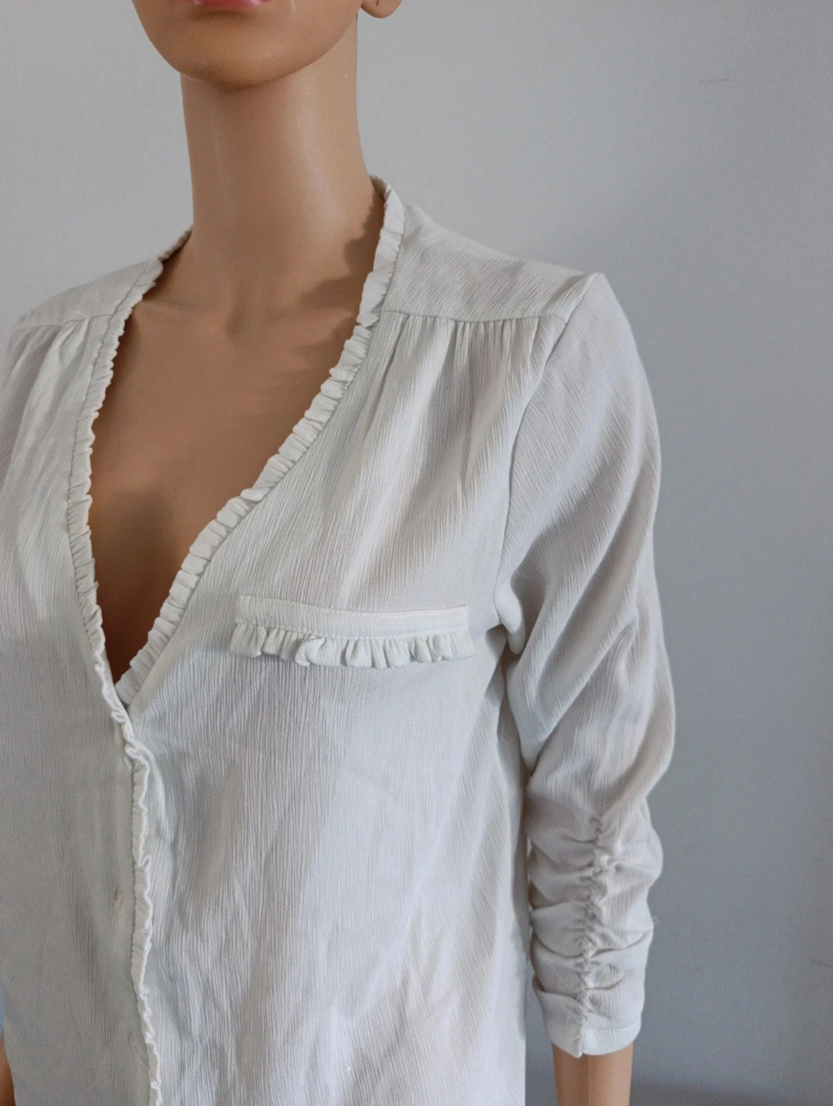 White Kaporal blouse XS – 3/4 smocked sleeves – fluid and elegant – photo 6